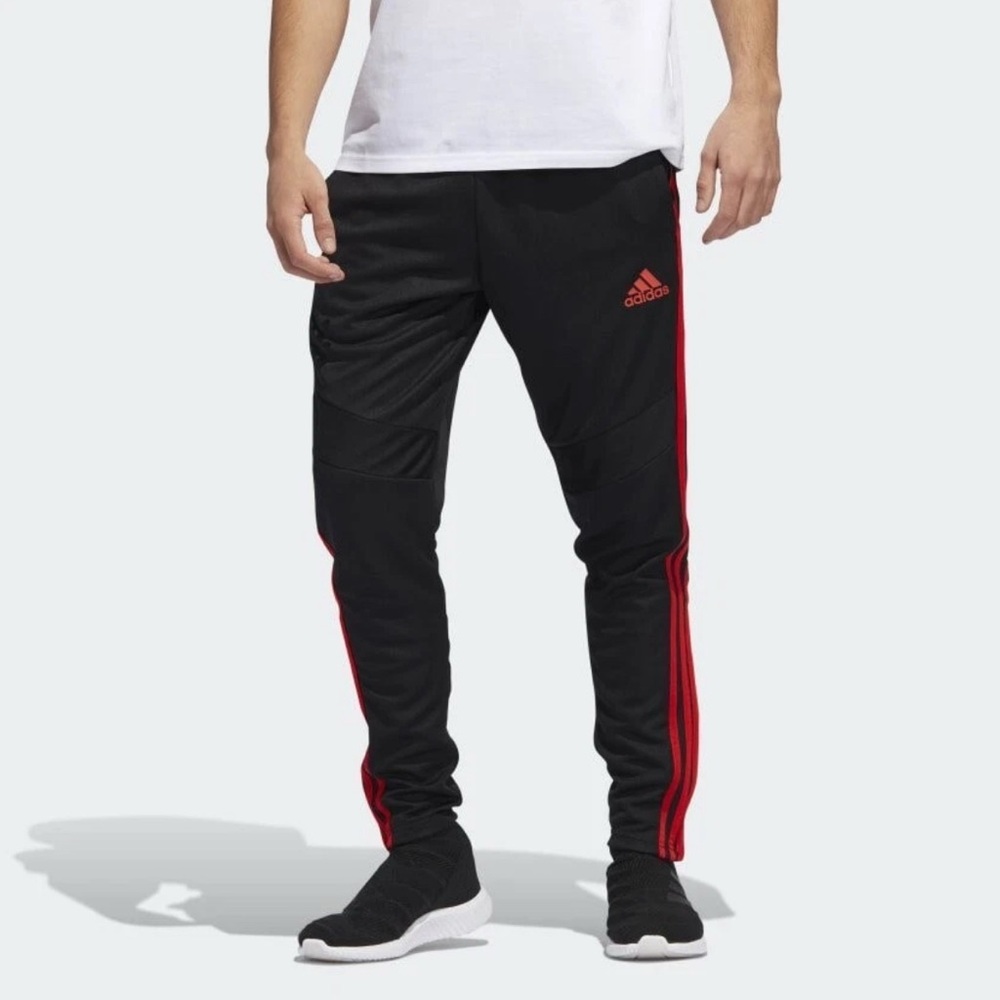 Adidas Men's Tiro 19 Black Scarlet Red Training Soccer Track Pants FQ2055 XL